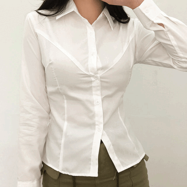심쿵 [허리잘록/3size] 시그널 베이직 슬림핏 라인 셔츠