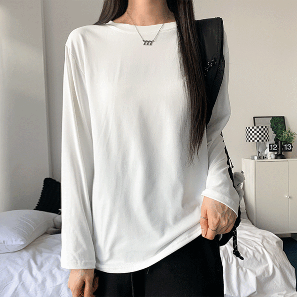 심쿵 [갓성비/데일리/2col] 원더 루즈핏 크루넥 레이어드 간절기 무지 티셔츠